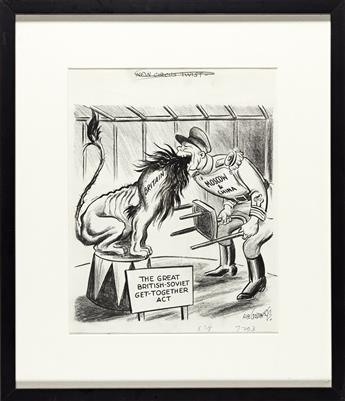 RUBE GOLDBERG (1883-1970) Group of three Cold War-era political cartoons.